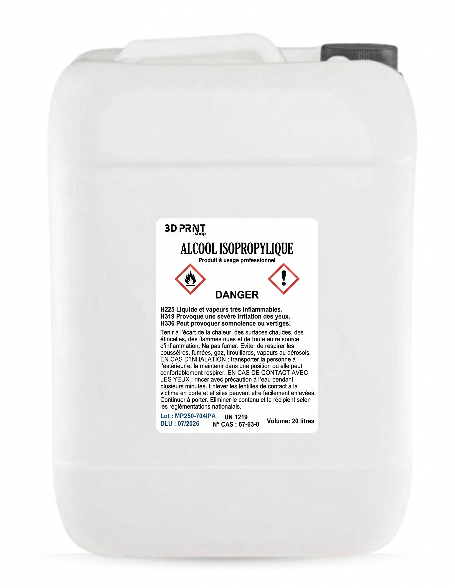 IPA - Alcool isopropylique Jerrican de 20L
